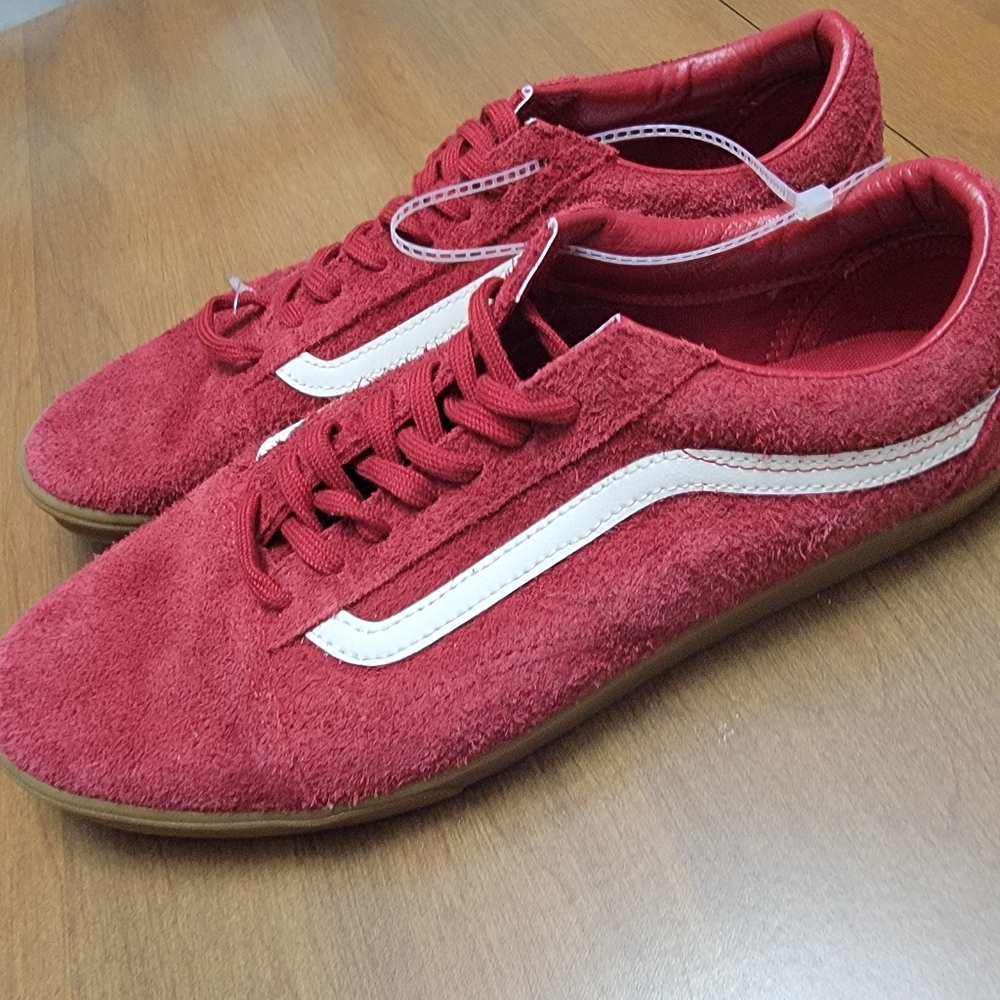 Vans Womens Red and White Suede Sneakers, BRAND NEW, Never Worn